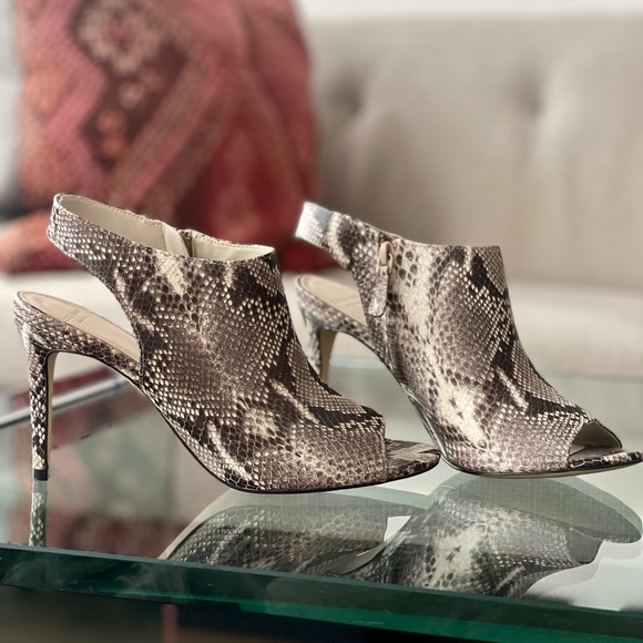 Cole Haan Snakeskin Print Slingback Mules Heels 7.5 Open Toe - Picture 7 of 11